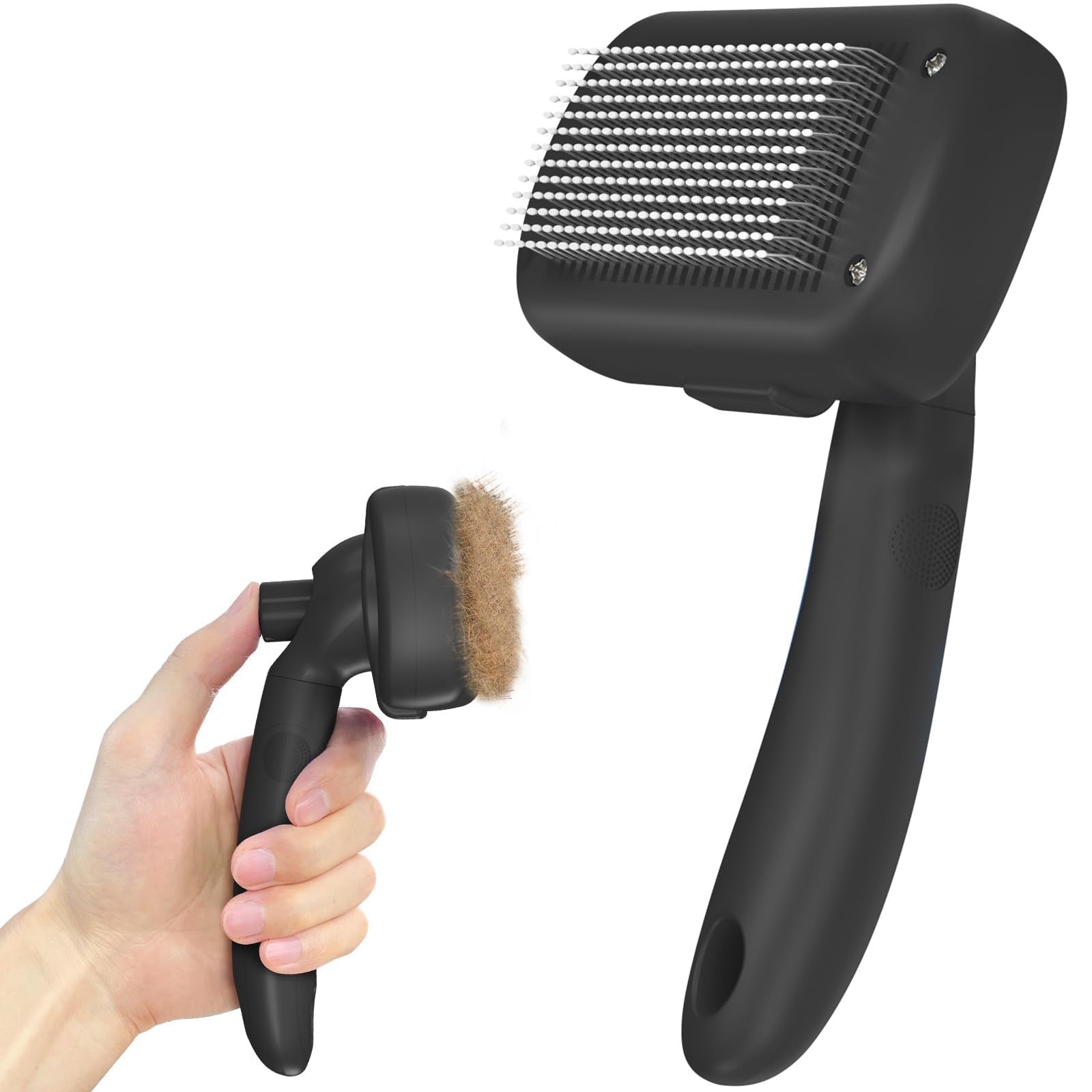 Dipoo Self Cleaning Shedding Brush - Skin Friendly Grooming Tool for Dogs, Cats,