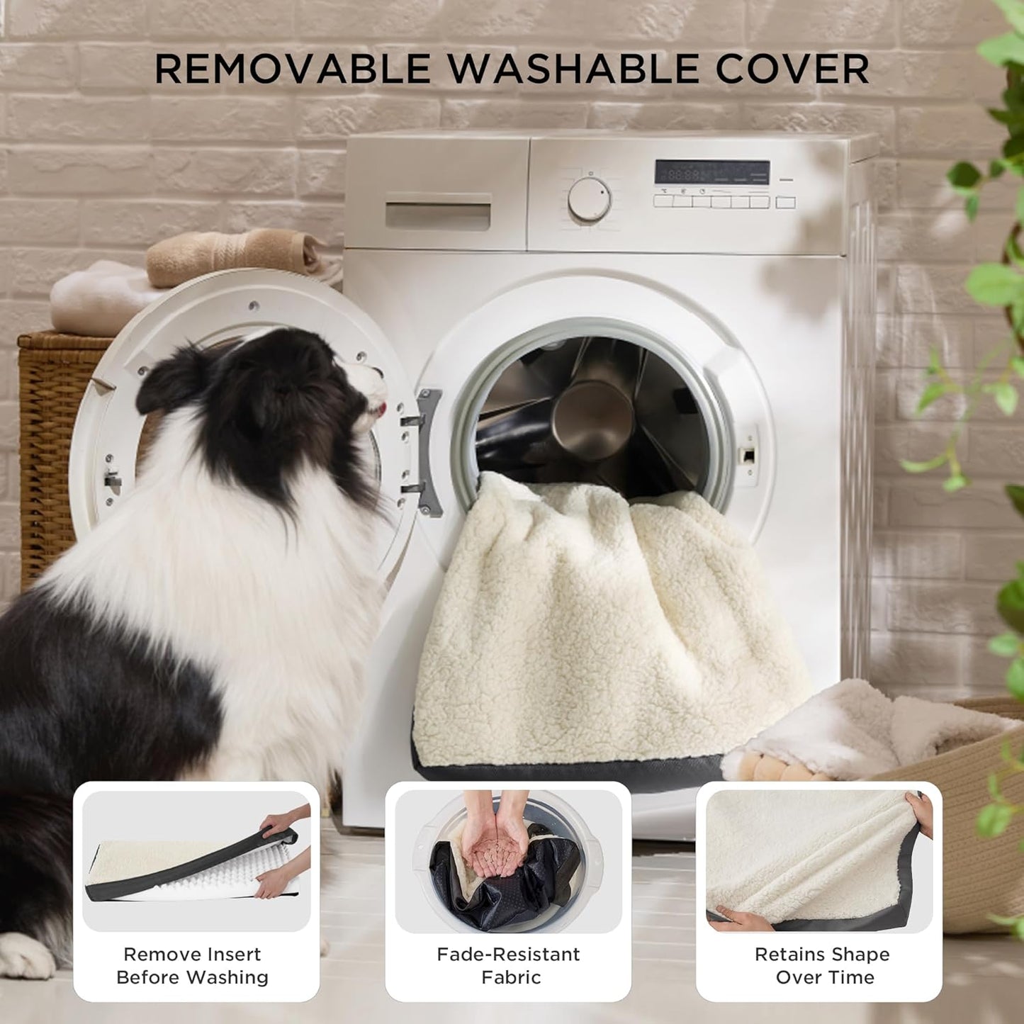 XL Dog Beds Large Sized Dog -Comfy Flat Extra Large Pet Beds with Removable Washable Cover, Orthopedic Egg Crate Foam Mat, Suitable for Pet up to 100 Lbs