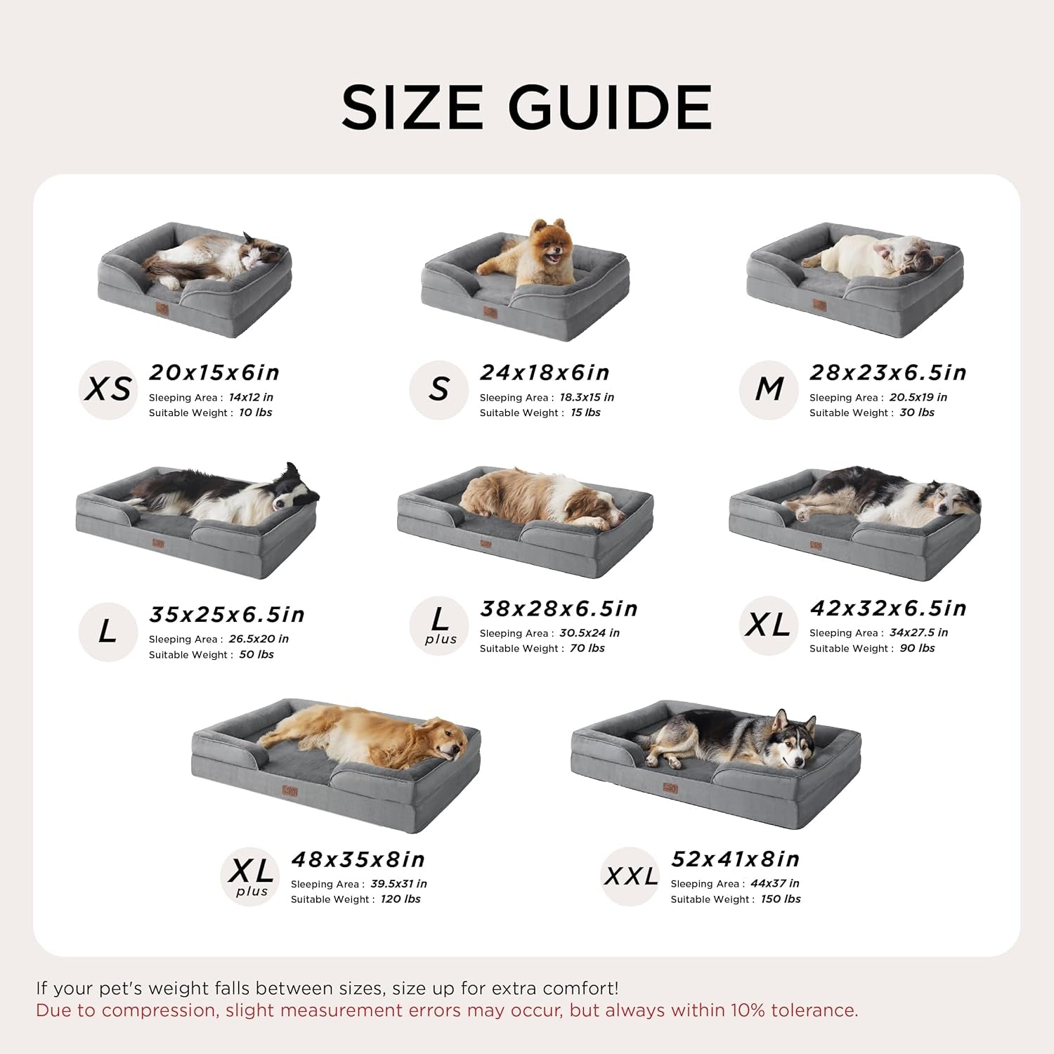 Orthopedic Dog Bed Medium Size Dogs - Washable Small Medium Dog Cat Bed Waterproof, Comfort Cats Couch Sofa with Washable Removable Cover, Pets Bed with Nonskid Bottom, Grey, 28"