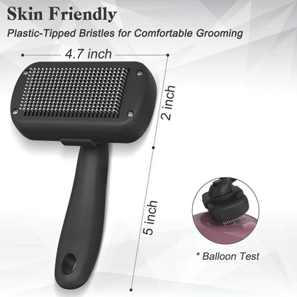 Dipoo Self Cleaning Shedding Brush - Skin Friendly Grooming Tool for Dogs, Cats,