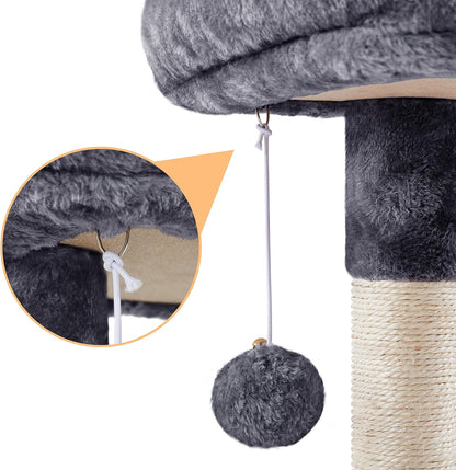 Cat Tree 33In Cat Tower, Multi-Level Cat Condo with Extra Scratch Boards and Sisal Posts as Kitty Activity Center