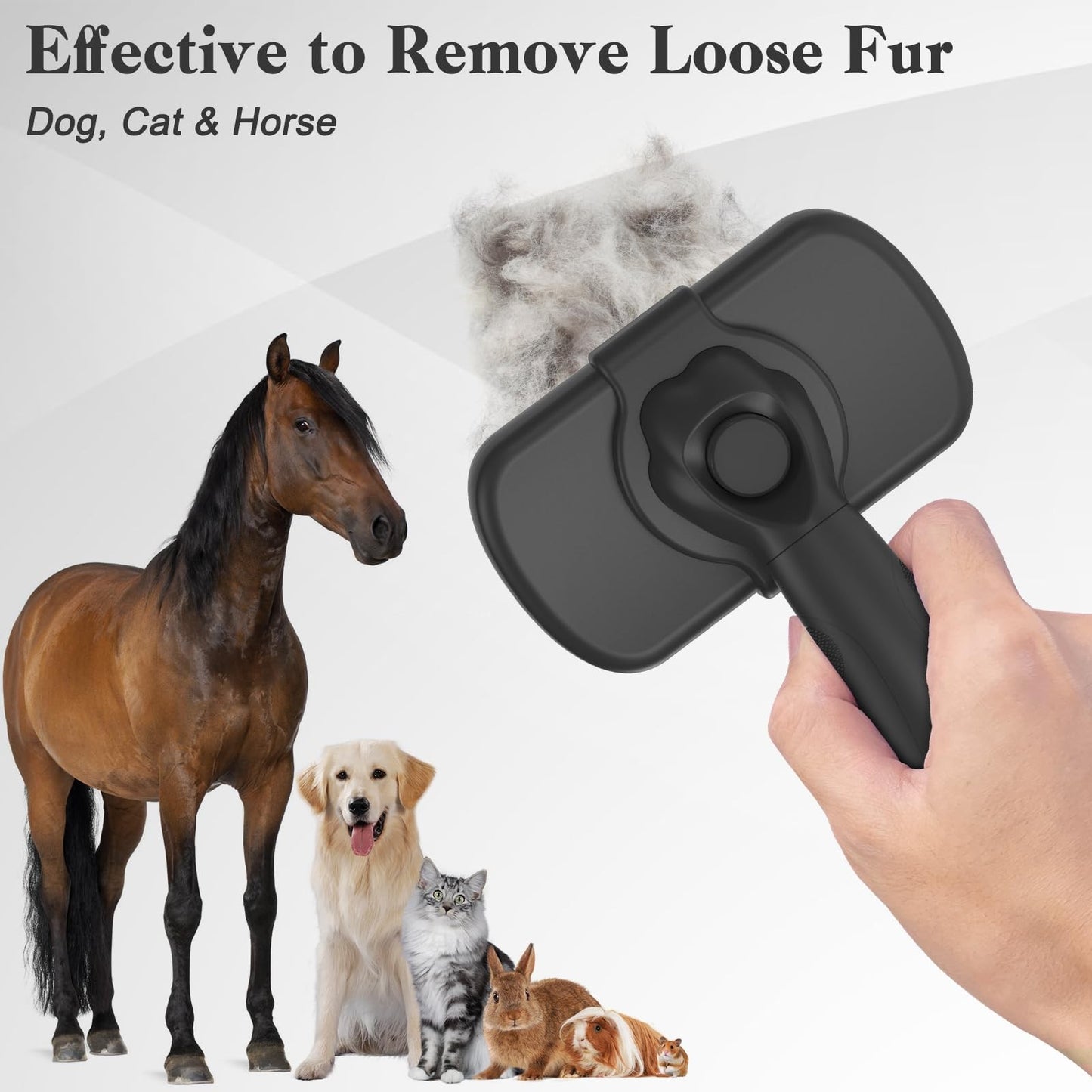 Dipoo Self Cleaning Shedding Brush - Skin Friendly Grooming Tool for Dogs, Cats,