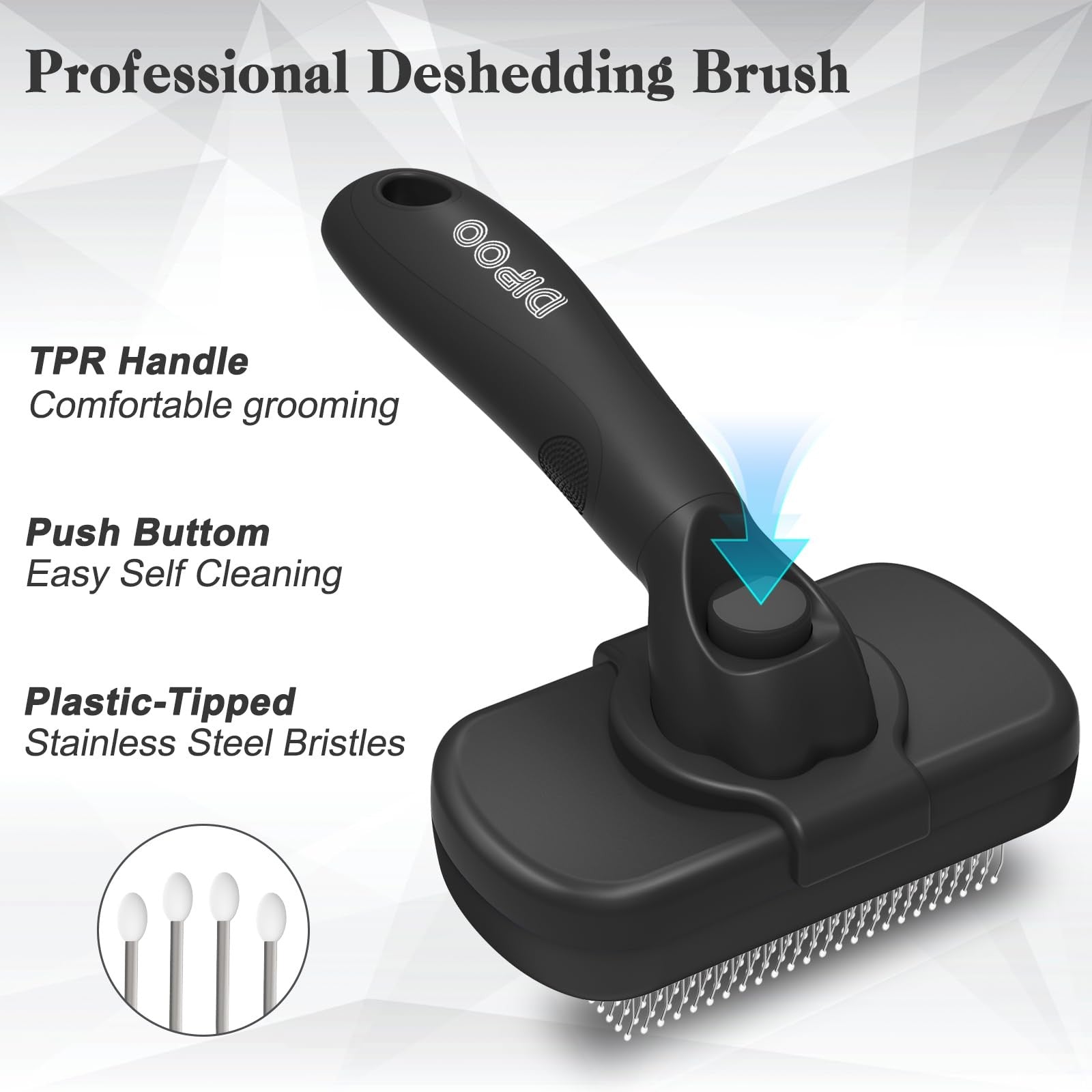 Dipoo Self Cleaning Shedding Brush - Skin Friendly Grooming Tool for Dogs, Cats,