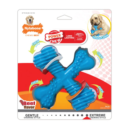 Juguete Para Perro Power Chew Comfort Hold X Bone, Juguete Para Masticar, Sabor a Res, Grande, 1 Unidad