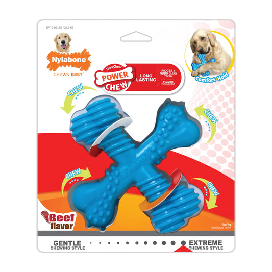 Juguete Para Perro Power Chew Comfort Hold X Bone, Juguete Para Masticar, Sabor a Res, Grande, 1 Unidad